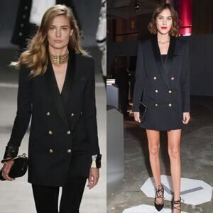Balmain x H&M Tuxedo Double Breasted Blazer Mini Dress Black